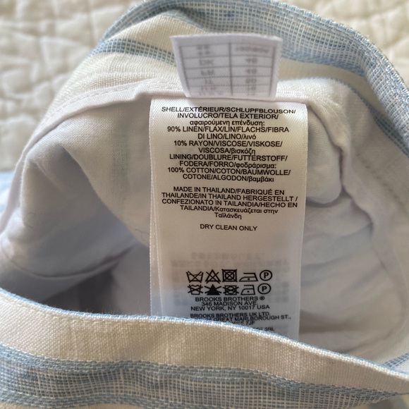 Brooks Brothers white and fairweather blue linen button-front skirt, size 14 - Picture 5 of 6